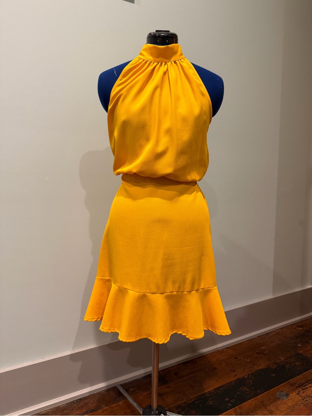 2hearts Sleeveless Tie-Back Ruffled Hem Dress - Vibrant Yellow